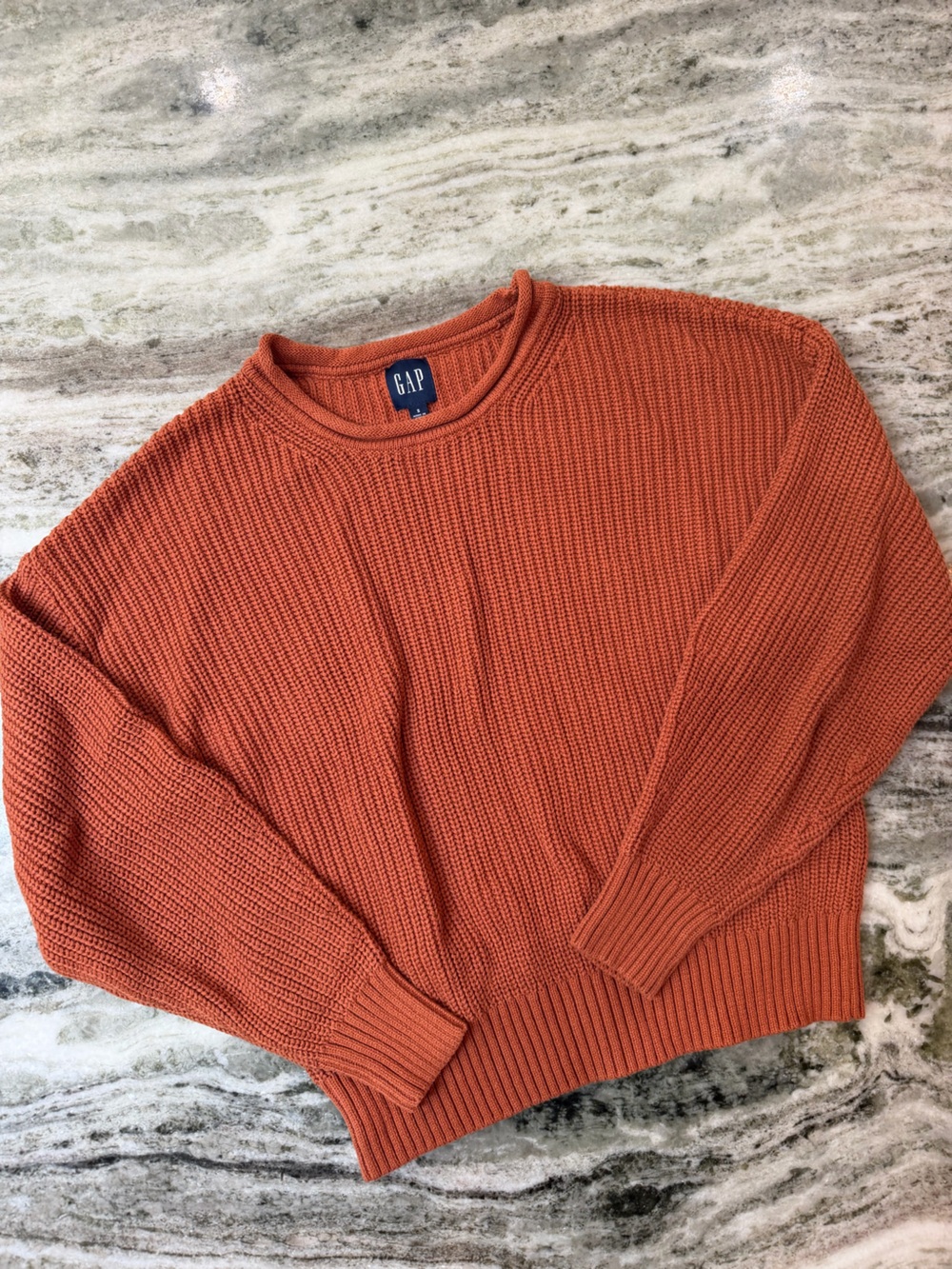 GAP Women's Burnt Orange Crewneck Knit Sweater 100% Cotton